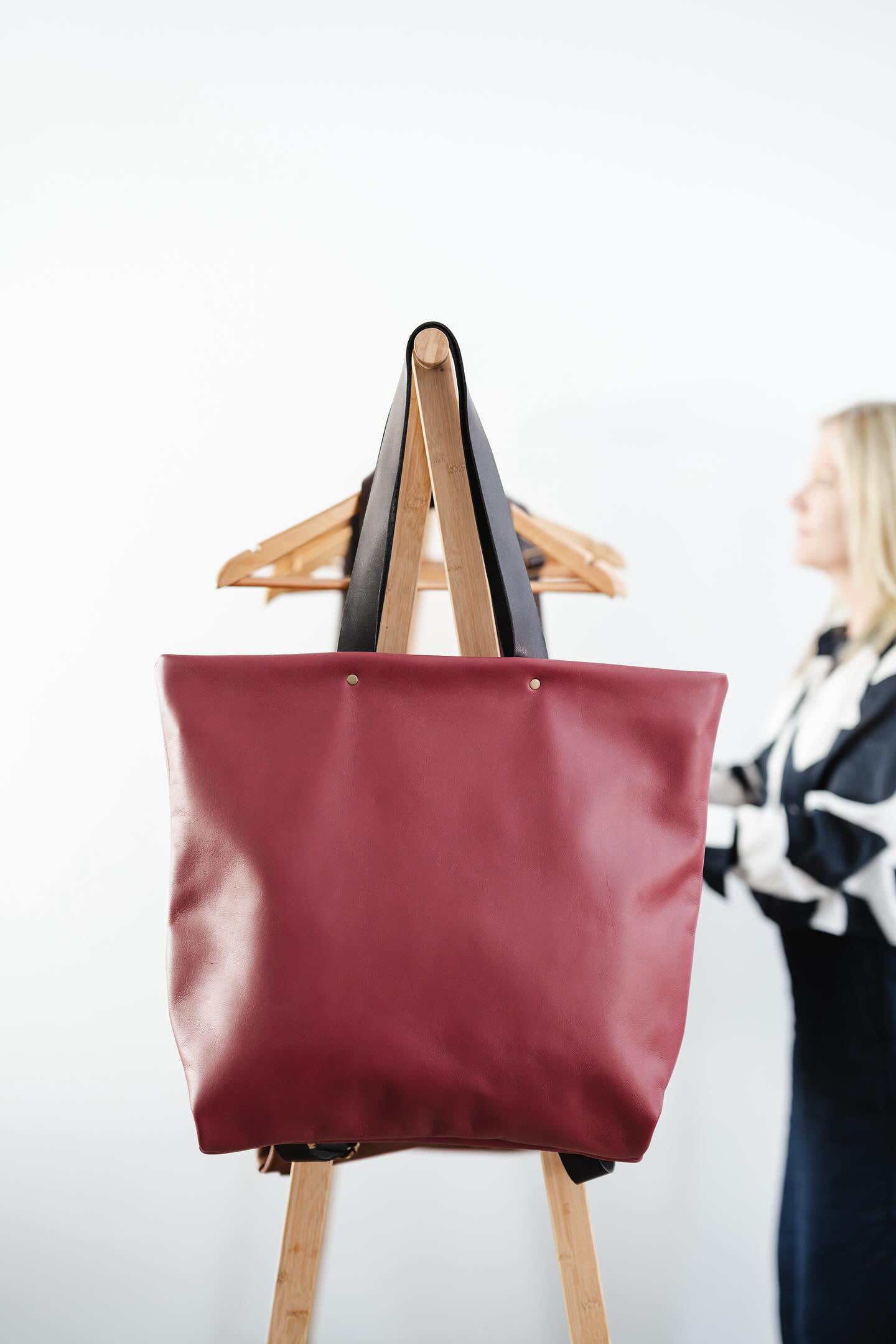 Cherry Leather Backpack & Tote