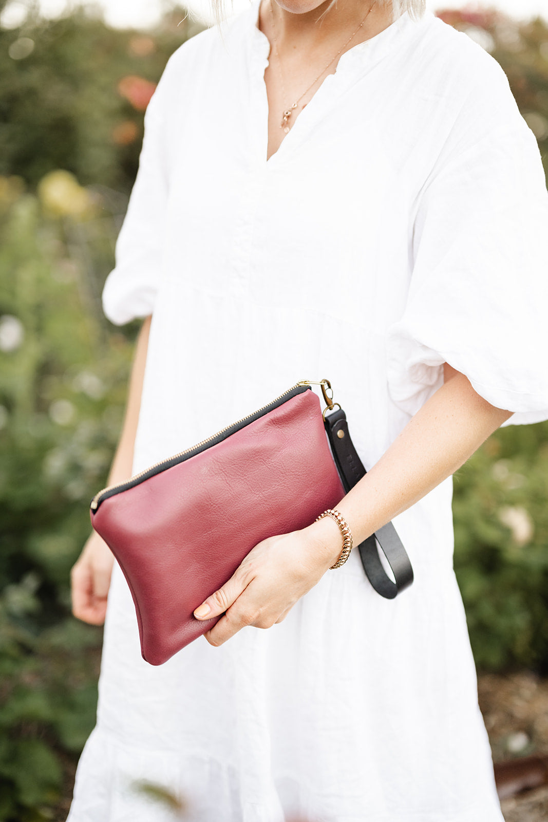 Cherry Oversized Leather Clutch