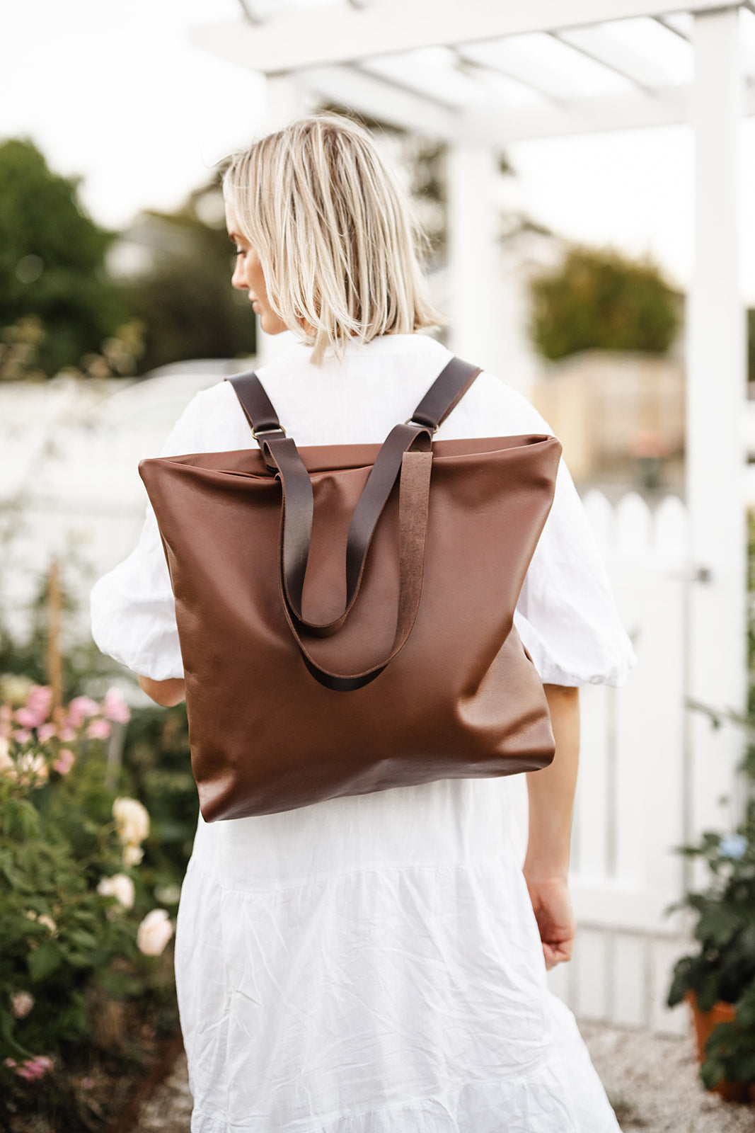 Tan Leather Backpack & Tote