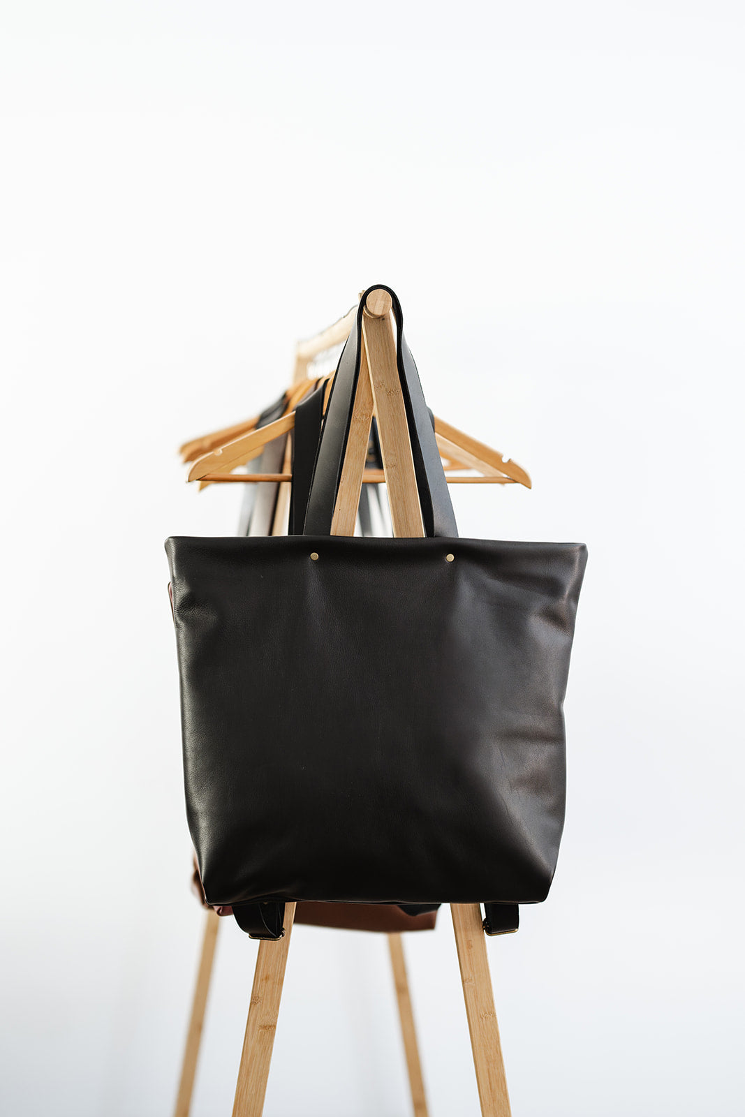 Black Leather Backpack & Tote