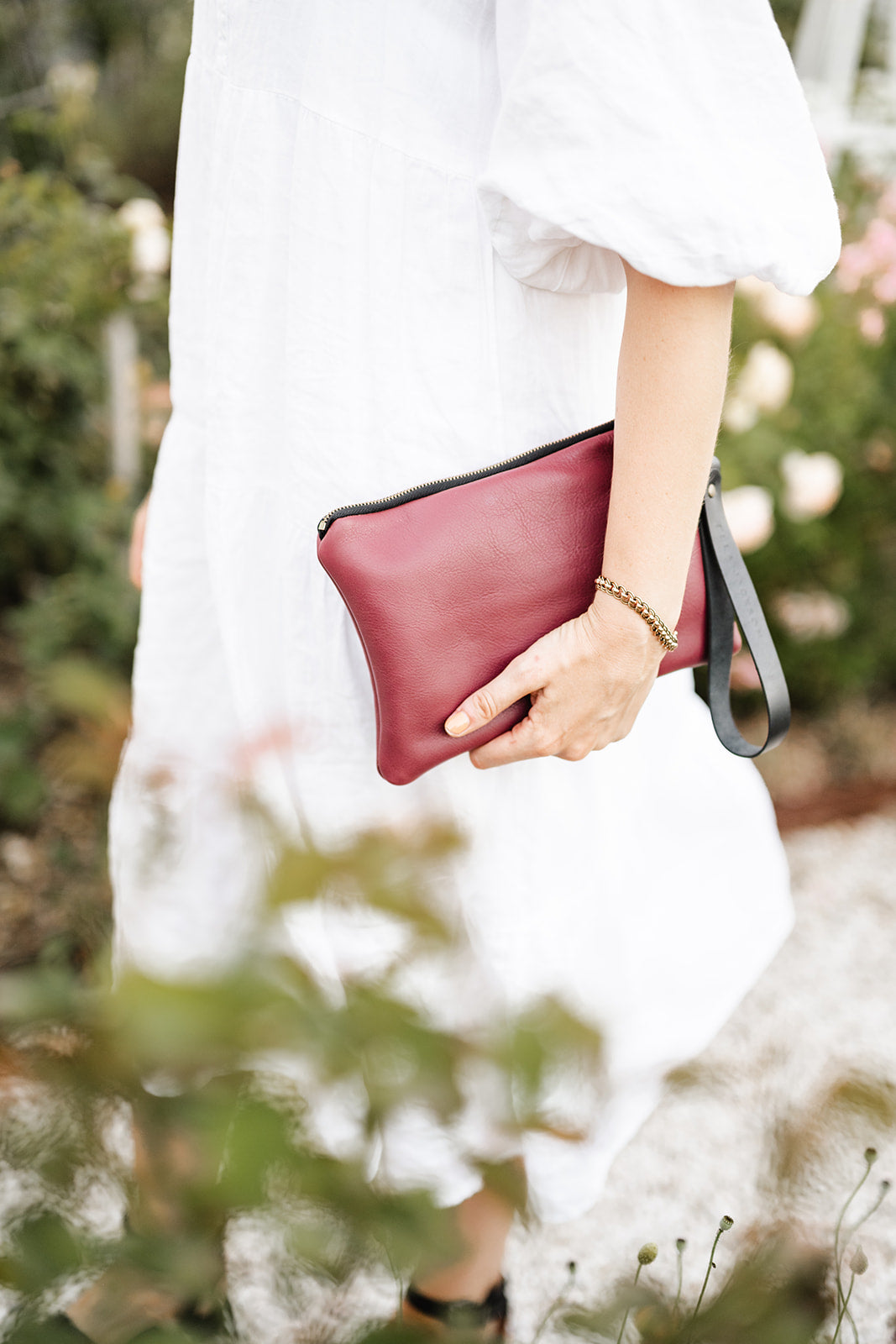 Cherry Oversized Leather Clutch