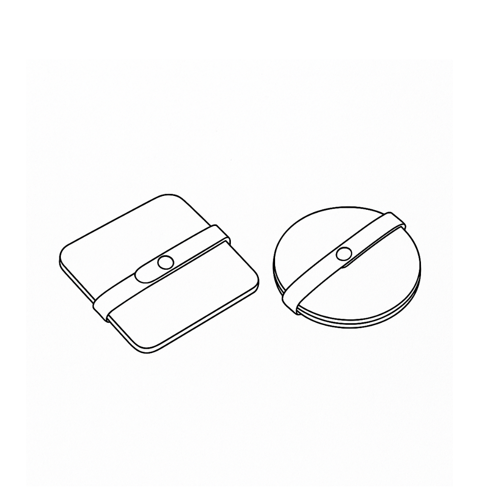 Line drawing of leather coasters by STUDIO Ella Jackson — round and rounded square sets in natural vegetable-tanned leather.