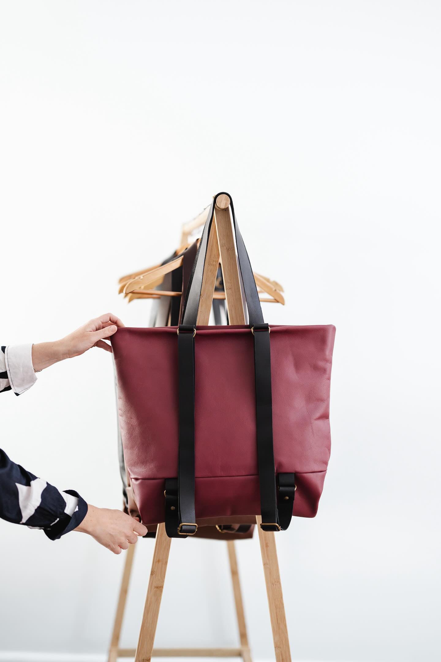 Cherry Leather Backpack & Tote