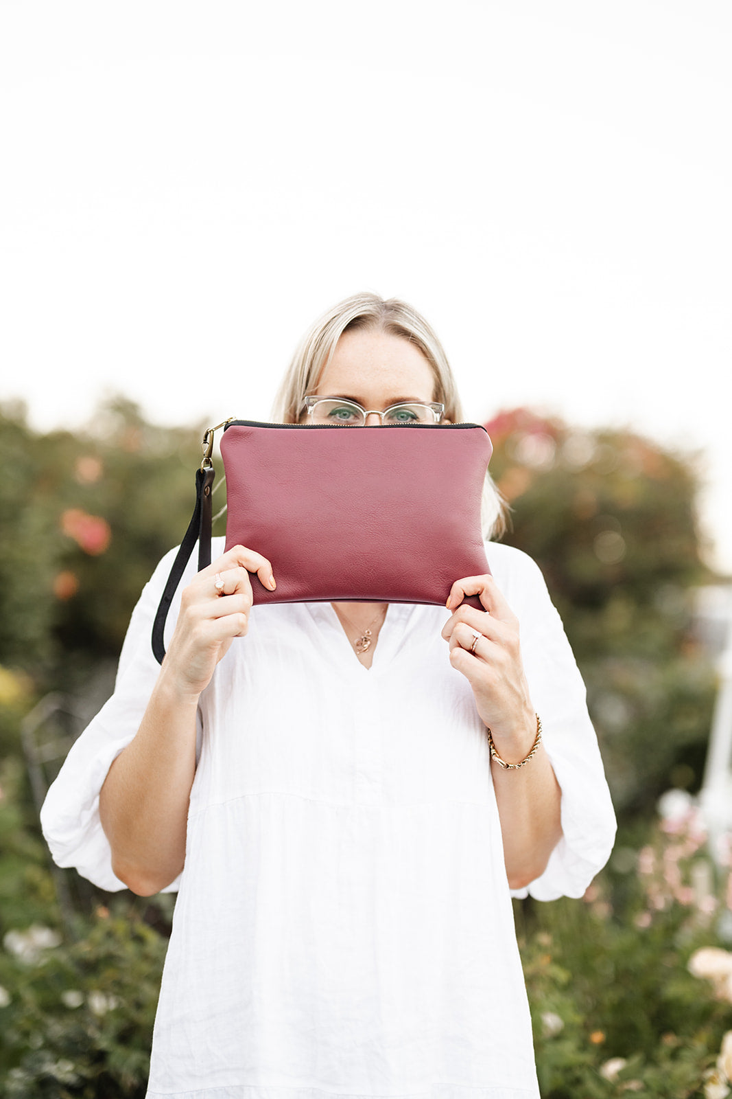 Cherry Oversized Leather Clutch