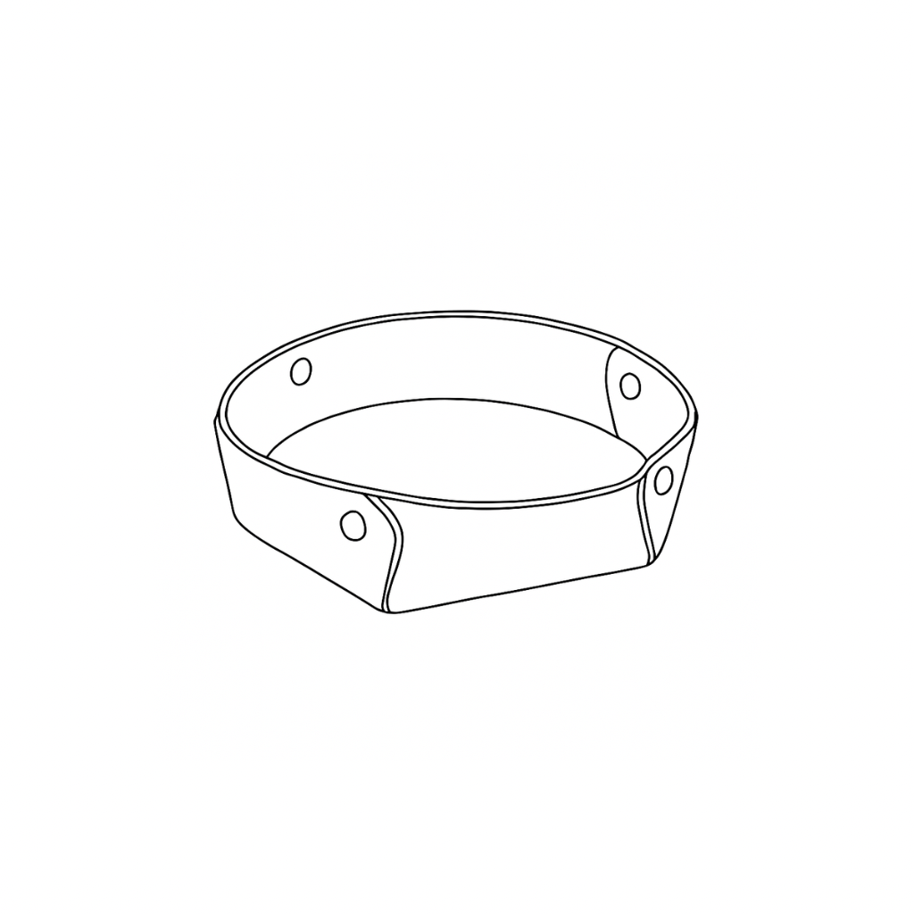 The Leather Bowl by STUDIO Ella Jackson — a vegetable-tanned leather bowl in natural tones.