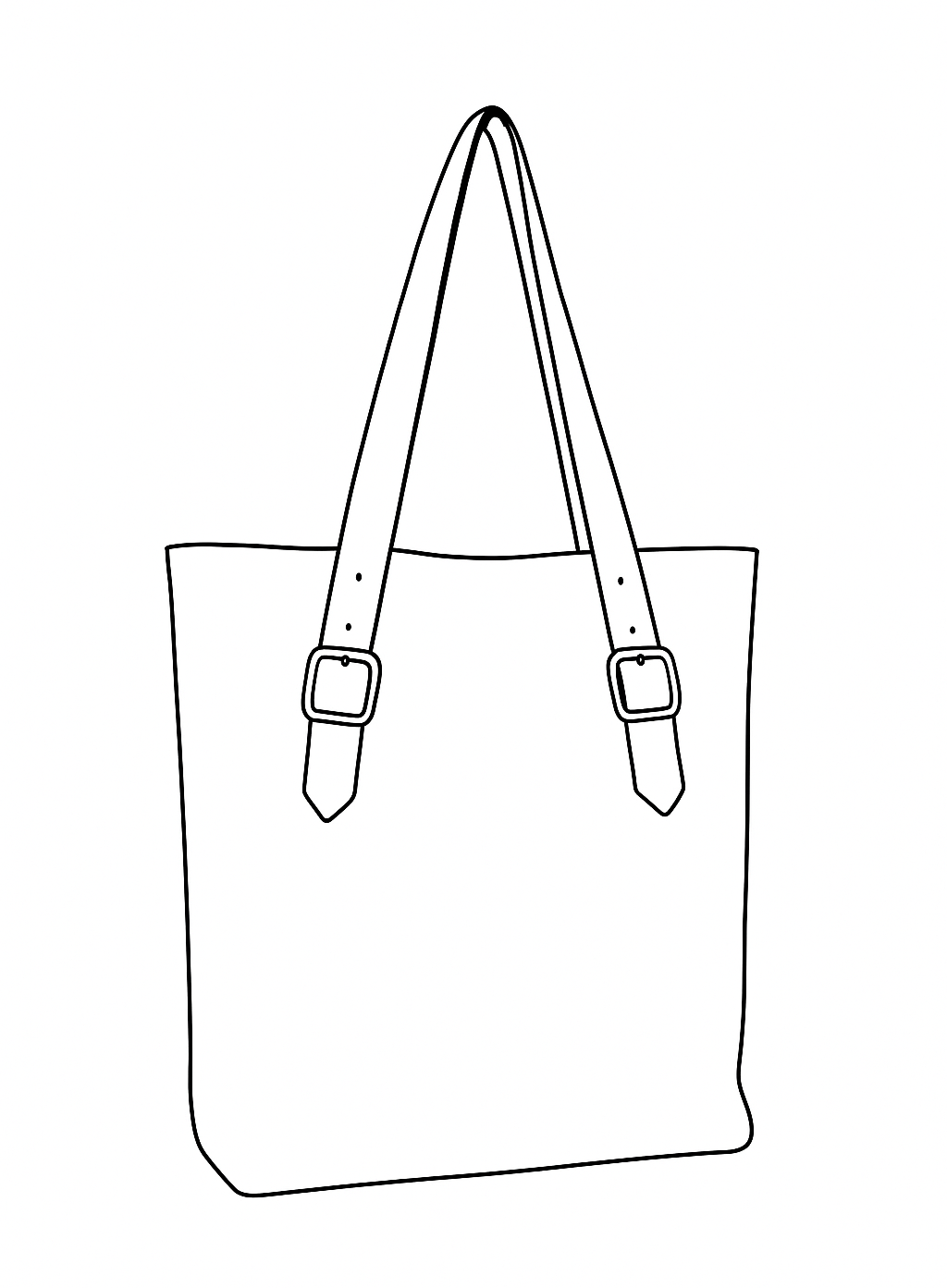 The Unlined Tote by Ella Jackson Australia — line drawing of a classic Italian leather tote with adjustable buckle straps, on display in Studio Ella Jackson, Hobart.