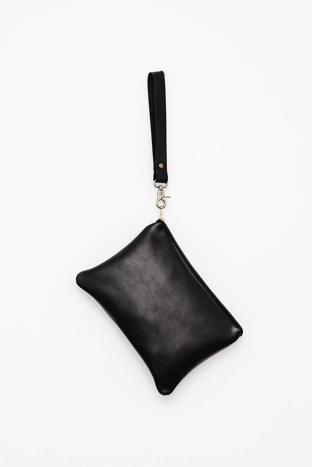 Black clutch bag with wrist outlet strap