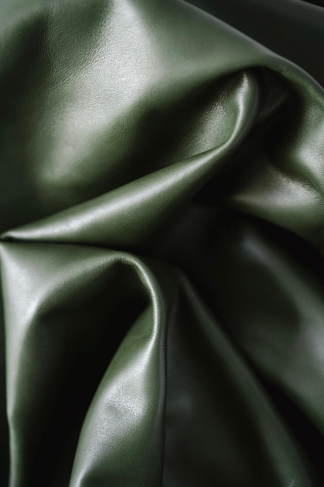 Textural swatch of Ella Jackson Moss Green leather